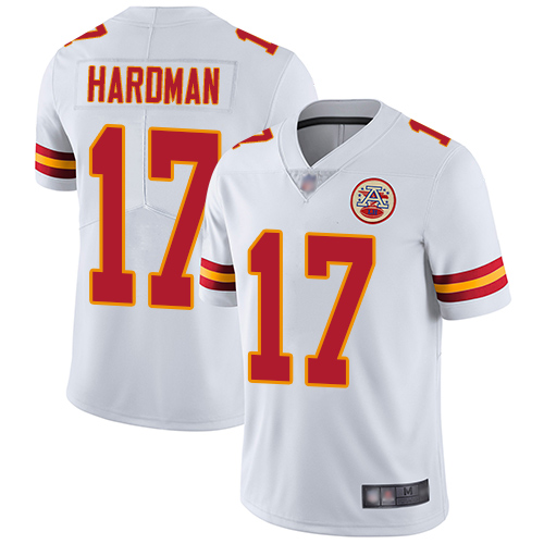 Youth Kansas City Chiefs #17 Hardman Mecole White Vapor Untouchable Limited Player Football Nike NFL Jersey->nfl t-shirts->Sports Accessory